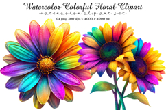 Watercolor colorful floral clipart Product Image 1