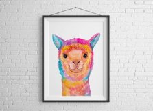 Watercolor Colorful Llama Sublimation Design - Animals PNG Product Image 8