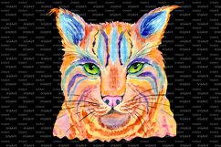 Watercolor Colorful Lynx Cat Sublimation Design -Animals PNG Product Image 8