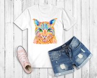 Watercolor Colorful Lynx Cat Sublimation Design -Animals PNG Product Image 3