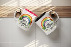 Watercolor colorful rainbow clover luck Happy St Patrick Day quote print 20 oz tumbler skinny mug wrap clipart t-shirt sublimation printable design