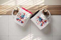Watercolor colorful rocket tiny hearts stars Love quote Valentine Day print 20 oz tumbler skinny mug wrap clipart t-shirt sublimation printable design