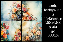 Floral Background, Watercolor Colorful Roses Backgrounds, s3 Product Image 2