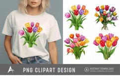 Watercolor Colorful Tulip Clipart Product Image 1