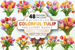 Watercolor Colorful Tulip Clipart Bundle Product Image 1