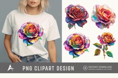 Watercolor Colourful Roses Clipart Product Image 1