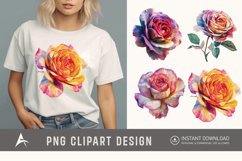 Watercolor Colourful Roses Clipart Product Image 1