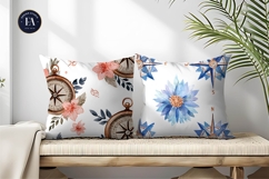 Flower Inspired Watercolor Compasses Seamless Digital Paper Product Image 2