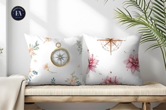 Seamless Watercolor Flower Shaped Compasses Digital Paper Product Image 2