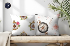 Compasses Shaped Like Watercolor Flowers Digital Paper Product Image 2