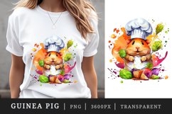 Watercolor cute cool guinea pig, superstar with guitar, detective, chef t-shirt sublimation print designs bundle