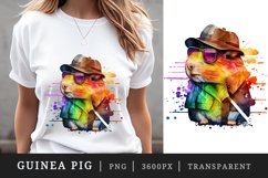 Watercolor cute cool guinea pig, superstar with guitar, detective, chef t-shirt sublimation print designs bundle