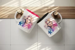 Watercolor cool glamour beautiful woman girl glamorous style 20oz tumbler skinny mug wrap clipart t-shirt sublimation printable design