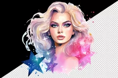Watercolor cool glamour beautiful woman girl glamorous style 20oz tumbler skinny mug wrap clipart t-shirt sublimation printable design