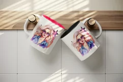Watercolor cool glamour beautiful woman girl sunglasses glamorous style 20 oz tumbler skinny mug wrap clipart t-shirt sublimation printable design