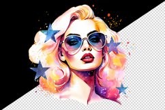 Watercolor cool glamour beautiful woman girl sunglasses glamorous style 20oz tumbler skinny mug wrap clipart t-shirt sublimation printable design