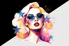 Watercolor cool glamour beautiful woman girl sunglasses glamorous style 20oz tumbler skinny mug wrap clipart t-shirt sublimation printable design