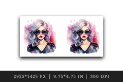 Watercolor cool glamour beautiful woman girl sunglasses glamorous style 20oz tumbler skinny mug wrap clipart t-shirt sublimation printable design