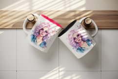 Watercolor cool glamour beautiful woman girl sunglasses glamorous style 20oz tumbler skinny mug wrap clipart t-shirt sublimation printable design