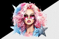 Watercolor cool glamour beautiful woman girl sunglasses glamorous style 20oz tumbler skinny mug wrap clipart t-shirt sublimation printable design