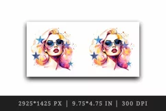 Watercolor cool glamour beautiful woman girl sunglasses glamorous style 20oz tumbler skinny mug wrap clipart t-shirt sublimation printable design
