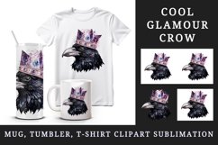 Watercolor cool glamour crow bird superstar sparkle crown diamonds print 20 oz tumbler skinny mug wrap clipart t-shirt sublimation printable design