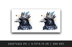 Watercolor cool glamour crow black bird superstar sparkle crown print 20 oz tumbler skinny mug wrap clipart t-shirt sublimation printable design