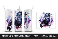 Watercolor cool glamour crow black bird superstar sparkle diamonds print 20 oz tumbler skinny mug wrap clipart t-shirt sublimation printable design