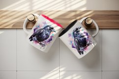 Watercolor cool glamour crow black bird superstar sparkle diamonds print 20 oz tumbler skinny mug wrap clipart t-shirt sublimation printable design