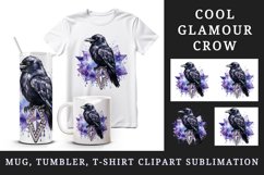 Watercolor cool glamour crow black bird superstar sparkle diamonds print 20 oz tumbler skinny mug wrap clipart t-shirt sublimation printable design