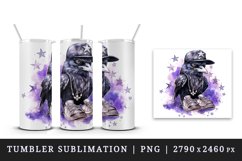 Watercolor cool glamour crow black bird superstar sparkle diamonds print 20 oz tumbler skinny mug wrap clipart t-shirt sublimation printable design