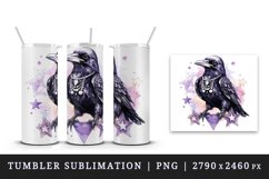 Watercolor cool glamour crow black bird superstar sparkle diamonds print 20 oz tumbler skinny mug wrap clipart t-shirt sublimation printable design