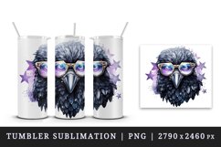 Watercolor cool glamour crow black bird superstar sparkle sunglasses print 20 oz tumbler skinny mug wrap clipart t-shirt sublimation printable design