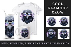 Watercolor cool glamour crow black bird superstar sparkle sunglasses print 20 oz tumbler skinny mug wrap clipart t-shirt sublimation printable design