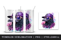 Watercolor cool glamour crow black bird superstar sparkle sunglasses print 20 oz tumbler skinny mug wrap clipart t-shirt sublimation printable design