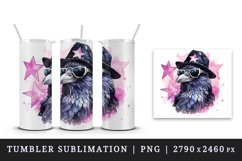 Watercolor cool glamour crow black bird superstar sparkle sunglasses print 20 oz tumbler skinny mug wrap clipart t-shirt sublimation printable design