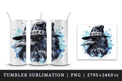 Watercolor cool glamour crow hat black bird superstar sparkle diamonds print 20oz tumbler skinny mug wrap clipart t-shirt sublimation printable design