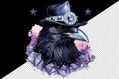 Watercolor cool glamour crow hat black bird superstar sparkle print 20 oz tumbler skinny mug wrap clipart t-shirt sublimation printable design