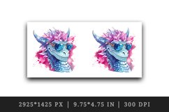 Watercolor cool glamour dragon fantasy animal superstar sunglasses sparkle 20 oz tumbler skinny mug wrap clipart t-shirt sublimation printable design