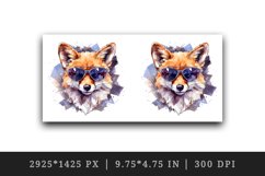 Watercolor cool glamour fox superstar wild animal sparkle sunglasses print 20 oz tumbler skinny mug wrap clipart t-shirt sublimation printable design