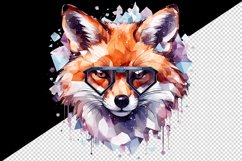 Watercolor cool glamour fox superstar wild animal sparkle sunglasses print 20 oz tumbler skinny mug wrap clipart t-shirt sublimation printable design