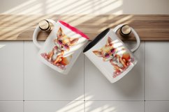 Watercolor cool glamour fox superstar wild animal sparkle sunglasses print 20 oz tumbler skinny mug wrap clipart t-shirt sublimation printable design