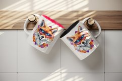 Watercolor cool glamour fox superstar wild animal sparkle sunglasses print 20 oz tumbler skinny mug wrap clipart t-shirt sublimation printable design