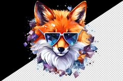 Watercolor cool glamour fox superstar wild animal sparkle sunglasses print 20 oz tumbler skinny mug wrap clipart t-shirt sublimation printable design