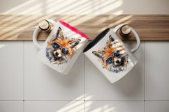 Watercolor cool glamour fox superstar wild animal sparkle sunglasses print 20 oz tumbler skinny mug wrap clipart t-shirt sublimation printable design