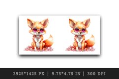 Watercolor cool glamour fox superstar wild animal sparkle sunglasses print 20 oz tumbler skinny mug wrap clipart t-shirt sublimation printable design