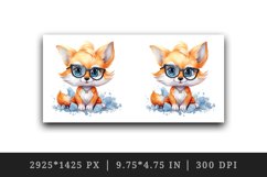 Watercolor cool glamour fox superstar wild animal sparkle sunglasses print 20 oz tumbler skinny mug wrap clipart t-shirt sublimation printable design