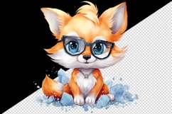 Watercolor cool glamour fox superstar wild animal sparkle sunglasses print 20 oz tumbler skinny mug wrap clipart t-shirt sublimation printable design