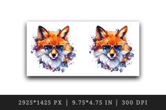 Watercolor cool glamour fox superstar wild animal sparkle sunglasses print 20 oz tumbler skinny mug wrap clipart t-shirt sublimation printable design