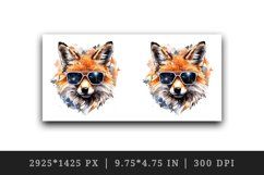 Watercolor cool glamour fox superstar wild animal sparkle sunglasses print 20 oz tumbler skinny mug wrap clipart t-shirt sublimation printable design